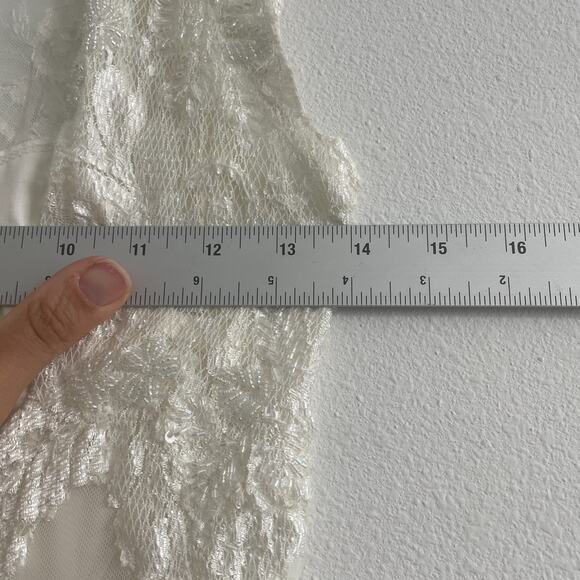 Lorre Bethke Wedding Dress Women M White High Neck Beaded Beach Side Slit - Picture 6 of 16